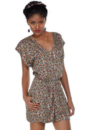 Line & Dot V-Neckl Floral Romper, $60, available at Moxsie.